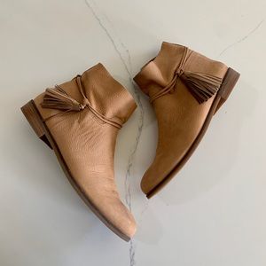 Lucky Brand Tan Nubuck Suede Tassel Ankle Booties - Size 9 1/2